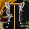 Brincos Longos com Franjas da Moda 2025 Inseridos com Zircônia Brincos Longos Geométricos da Moda para o Dia a Dia Brincos de Zircônia Atacado