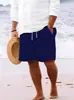 Mejores Vendedores Transfronterizos Europeos y Americanos 2023 Estación Independiente de Amazon Pantalones Cortos de Algodón y Lino con Cordón Pantalones de Playa para Hombre