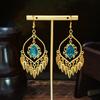 Pendientes Retro con Borla de Plumas Atractivos Pendientes de Venta Caliente Nuevo Colgante Geométrico con Borla Pendientes de Estilo Étnico con Diamantes