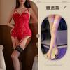 Ting Xiang Yujie Nocturno Atractivo Correa de Perspectiva Ropa Interior Sexy Pecho Pequeño Fruncido Cintura Plástica Sin Costuras Mono