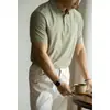 [Liquidación] Camisa Polo de Manga Corta sin Costuras Elástica en Cuatro Direcciones de Seda Helada con Sensación Fresca para Hombre, Color Sólido Casual para Primavera y Verano