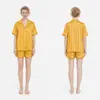 Ropa de dormir de satén jacquard de manga corta para mujer para primavera/verano, traje casual simple con solapa, se puede usar para salir TZ4216