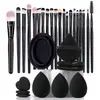 Set de 30 Brochas de Maquillaje Kit Completo de Herramientas de Maquillaje para Principiantes, Incluye Esponja para Polvos, Esponja de Belleza y Almohadilla Limpiadora, Kit de Maquillaje Completo Portátil