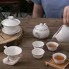 Tigela com Tampa para Chá em Porcelana Óssea de Chaoshan, Tigela com Tampa Ultramini, Conjunto de Tigelas Três Talentos com 60 Peças, Tamanhos Grande, Médio e Pequeno, Tigela com Tampa Mini Branca Atacado