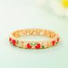 Pulsera para Niña Estilo Chino Cloisonné Widney Beijing Pulsera de Fresa Pulsera Hueca Pintada Regalo