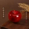 Talla de Madera Manzana Sándalo Rojo Seda Dorada Nan Adorno Regalo de Navidad Caja de Regalo