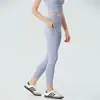 Fábrica de Ropa Dongguan OEM Hechos a Medida Pantalones de Yoga con Sensación de Segunda Piel para Mujer, Pantalones Deportivos para Correr, Pantalones de Fitness de Secado Rápido de Nueve Puntos