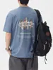 Camiseta de Manga Corta para Hombre Shanggu Moda Masculina Estilo Americano Marca de Moda Algodón Puro Bordada Peso Pesado High Street Verano Holgada Cuello Redondo Estilo Delgado Moderno
