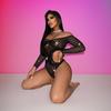 Europeu e americano oco sem costas perspectiva quente perfuração sexy roupa íntima feminina sexy tentação biquíni uma peça manga comprida malha roupas