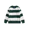 Suéter de Rayas Color Block Vintage con Cuello Redondo para Hombre, Nueva Tendencia de Prendas Base Versátiles Estilo Universitario Relajado Otoño/Invierno