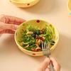 Atacado Tigela de Sopa 5.5 polegadas Cor Esmalte Subglaze Pintada à Mão Cerâmica Louça Estilo Ins Cor Creme Bolinhas Tigela para Iogurte Salada