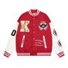 Chaqueta de béisbol americana para hombre, estilo motociclista, con bordado de letras sueltas y costuras de color en contraste. Fabricantes.