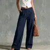 Colección nueva 2026 Amazon transfronteriza europea y americana: pantalones cómodos, de color liso, modernos, holgados, casuales, con cintura elástica, de pierna ancha para mujer