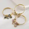 Pulseira de Aço Inoxidável He Ming Panjia Duo La Transfronteiriça Nova para Mulheres, Coração de Flor Doce Cravejado com Diamantes, Exquisite Pulseira para Melhor Amiga