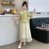 Conjunto Hanfu de Estilo Chino Tradicional para Niñas, Nuevo Conjunto de Dos Piezas de Moda Verano 2025 para Niños Mayores, Moda China Moderna