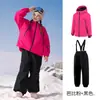 Conjunto de Ropa de Esquí para Niños, Chaqueta Impermeable Profesional para Snowboard, Pantalones de Esquí Unisex para Niños con Tirantes