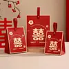 Caja de Dulces para Boda Roja de Gran Capacidad, Bolsa Grande Elegante para Ceremonia de Compromiso, Regalo de Nicho de Alta Gama, Caja de Dulces para Boda