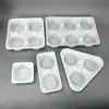 Bandeja de embalagem inferior para loja de milk tea para três copos, porta-copos duplo de plástico espesso para viagem, bandeja de copo descartável preto e branco para quatro copos