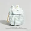 Mochila de Cordão Listrada Estilo Coreano para Mulheres Estilo Ins Leve de Lona Bolsa Escolar Estudante Grande Capacidade Mochila para o Dia a Dia