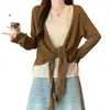 2026 Suéter de Punto de Dos Piezas para Mujer Tallas Grandes Otoño Nuevo Estilo Chaleco con Tirantes + Chal Exterior en Colores Contrastantes