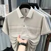 Camiseta de Seda Helada de Verano para Papá Estilo Nuevo Camiseta de Manga Corta para Hombres de Mediana Edad y Mayores Ropa de Verano Camisa Polo con Bolsillos Camiseta