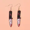 Comercio Transfronterizo Halloween Nuevo Acrílico Impresión Plana Aretes de Cuchillo Sangriento Pendientes Joyería de Moda Personalizada para Mujeres