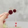 Lindo pasador de cereza roja con borla elegante estilo coreano clip lateral clip de pico de pato accesorios de venta caliente clip para el cabello para recogido