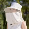 Chapéu de Proteção Solar Novo Estilo 2026 para Mulheres, Máscara de Proteção para Rosto e Pescoço Integrada, Chapéu de Pescador Respirável Anti-UV para Uso Externo no Verão