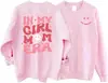 Sudadera de Algodón CVC con Estampado de Acción de Gracias para Mujer, Estilo Europeo y Americano, Algodón Colorido Casual Cómodo, Cuello Redondo, Mangas Regulares, Mangas Largas, Estilo Casual Japonés y Coreano