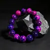 Material de jade antigo, pulseira Yuzhan Shujulai, rico em tons roxo-rosados com padrões florais, contas redondas, fio único, joia requintada para homens e mulheres.