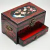 Caja de joyería de laca de Pingyao, caja de regalo de boda retro de madera, caja de maquillaje de novia, artesanía roja del patrimonio cultural inmaterial chino.
