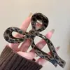Presilha de Cabelo com Laço Estampa de Leopardo Estilo Coreano High-End para Prender na Parte de Trás da Cabeça Clip Jacaré Celebridade da Internet Acessórios de Cabelo Retrô para Mulheres Venda por Atacado