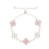 Pulsera de Trébol de Cuatro Hojas Rosa para Mujer, Plata Pura, Estilo Bosque, Lujo Ligero, Pulsera de Ráfaga Estelar de Nicho, Joyería de Amistad, Regalo de Navidad