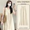 Camisón de verano fino sin mangas con copas para mujer, estilo japonés lindo y dulce para niña, vestido de una pieza de tirantes de longitud media, ropa para el hogar