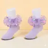 Meias Infantis Femininas de Verão Finas Coloridas com Pompons e Renda Meias de Dança Estilo Princesa Bebê Meias de Algodão Atacado