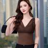 Camisola Interior de Alta Elasticidad para Mujer 2025 Primavera y Verano Nuevo Sexy Vestido Chaleco de una Pieza Ajustado Camisa Base con Almohadilla en el Pecho