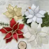 26 Anos Flores Artificiais de Natal para Novos Produtos, Decorações de Janela de Natal com Pó Dourado, Guirlandas de Natal, Flores Decorativas de Natal
