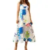 2026 Verano Nuevo Estilo Transfronterizo Europeo y Americano Comercio Exterior Ropa de Mujer Moda y Único Estampado de Tirantes Parche de Retazos Vestido Largo