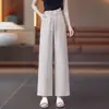 Pantalones de pierna ancha de Tencel y lino hechos a medida para mujer, estilo fino de verano, nuevo corte holgado, con caída, transpirables, de cintura alta recta, largo cropped