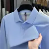 Nova Camiseta de Manga Longa para Homens 2025 Primavera e Outono, Casual de Negócios, 100% Algodão Puro, Camisa Polo Masculina Versátil e Moderna
