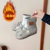 Botas de cristal para niña, nueva colección otoño/invierno 2026, botines de piel para bebé, botas infantiles estilo princesa, forradas de felpa, populares botas estilo Martin