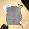 Colete de tricô para mulheres, top sem mangas de gola V soltinho, perfeito para usar em camadas na primavera e no outono