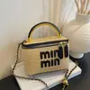 Bolsas Bordadas de Mujer Transfronterizas, Nuevas Bolsas Cubo de Moda Tendencia, Bolsas de Mano Tejidas de Paja y Bambú, Bolsos Cruzados de Playa