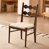 Cadeira de Jantar Vintage em Madeira Maciça Estilo Francês para Uso Doméstico, Poltrona com Revestimento Macio de Designer, Cadeira Individual para Sala de Estar, Cadeira com Encosto Estilo Mid-Century na Moda