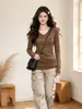 Camiseta feminina de gola V, ombro normal, manga longa, novo estilo primavera e outono, corte slim, valoriza a silhueta, para usar em camadas ou sozinha, quente, top hot girl, camada base