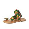 Sandalias romanas de dedo de flor de talla grande para mujer, sandalias planas de playa de estilo bohemio, talla 43, zapatos transpirables de comercio exterior