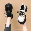Mocasines Calientes para Mujer 2024 Primavera y Otoño Nuevo Estilo Académico Retro Británico Calle Frita Versátiles Plataforma Zapatos Pequeños de Cuero