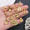 Retro Nota Dorada Música Guitarra Instrumento Musical Tambores Dy Colgante Pulsera Pendientes Llavero Accesorios
