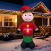 Elfo de Chapéu Inflável em Pé de Natal com Luzes Coloridas e Decorações Brilhantes, Novo Modelo Inflável de Natal