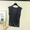 Camiseta básica ligera 2026 con diseño cruzado, sin mangas, cuello en V, de modal, top tipo tank top versátil para mujer, salida de baño de verano